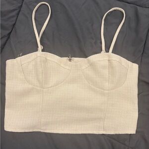 Cream Textured Bustier Top